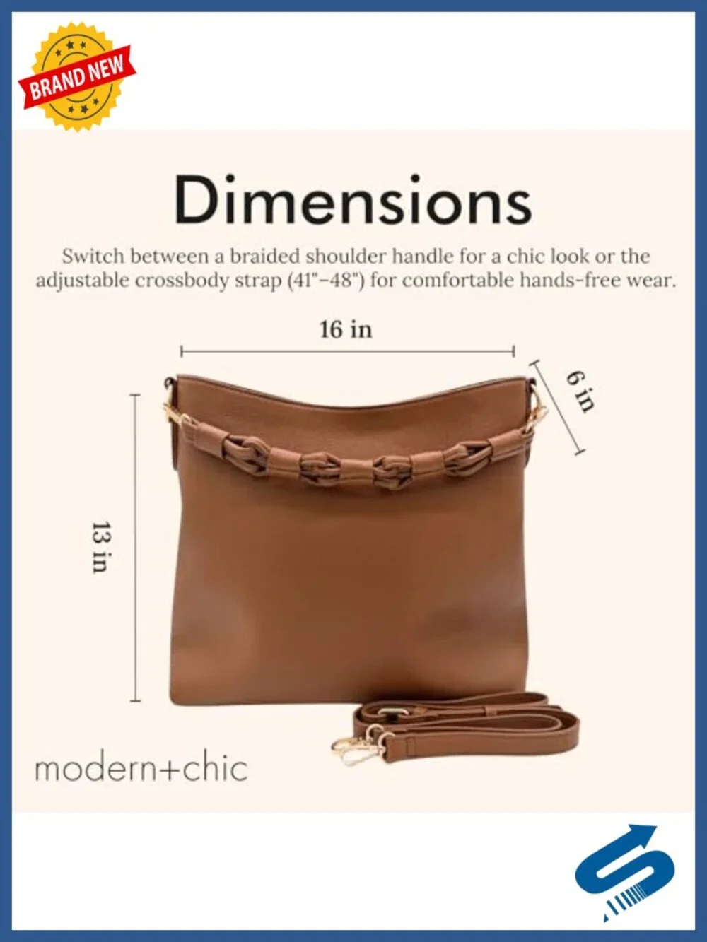 Convertible Slouchy Tote Crossbody Shoulder Bag Vegan Leather